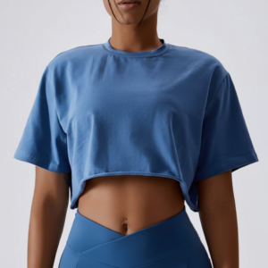 Modny crop top treningowy - Leichtiva – Niebieski
