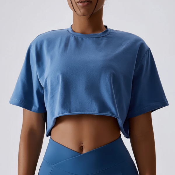 Modny crop top treningowy - Leichtiva – Niebieski