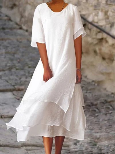 Bawełniano-lniana letnia sukienka – Noémie – Biały
